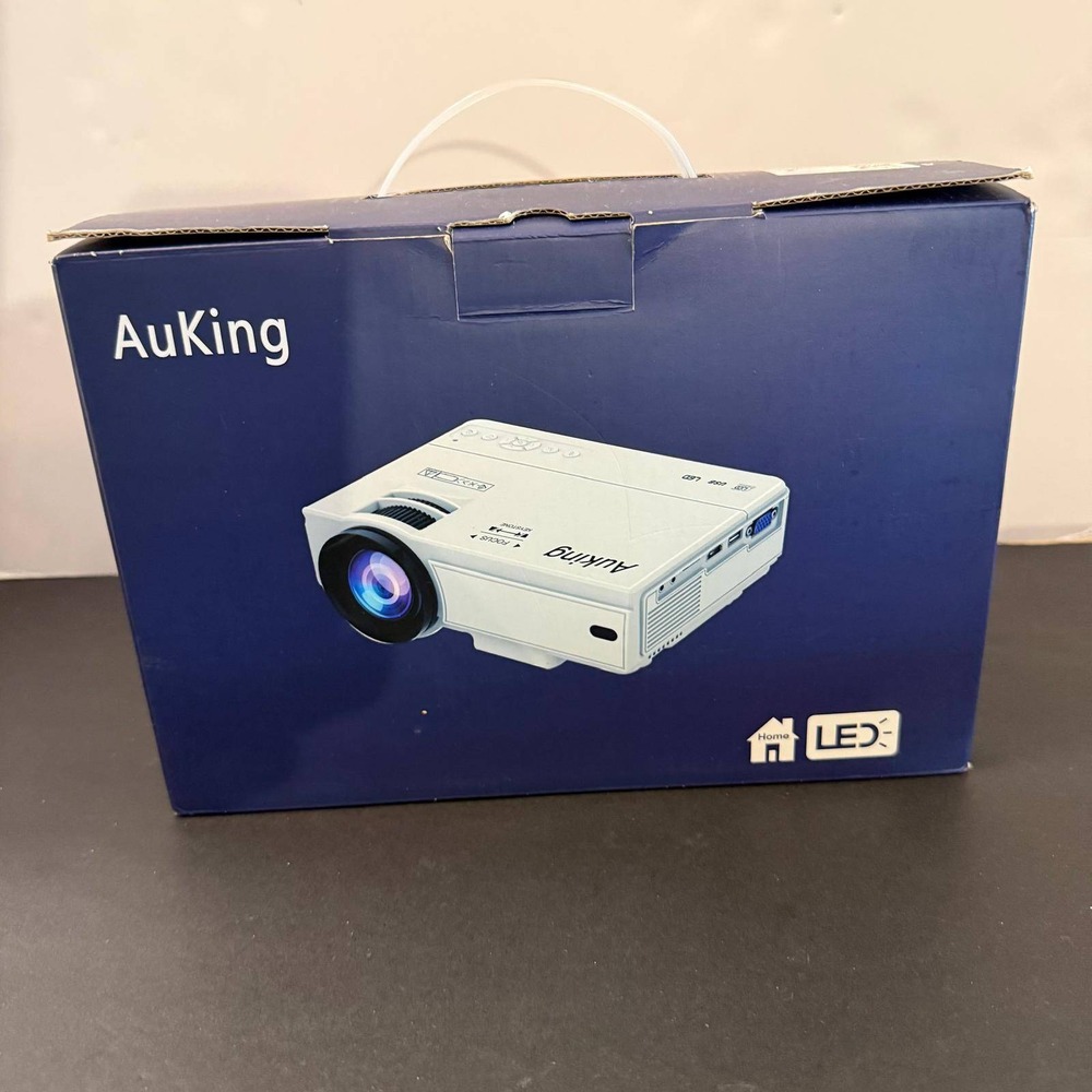 AuKing Mini Projector M8-F White Portable Home Theater LED Multimedia Projector
